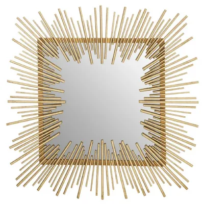 Square Art Deco Gold Iron Frame Wall Mirror