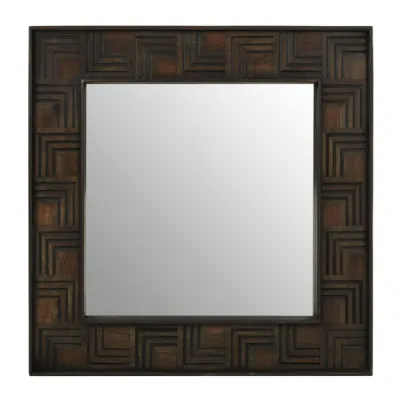 Sustainable Mango Wood Boho Carved Wall Mirror