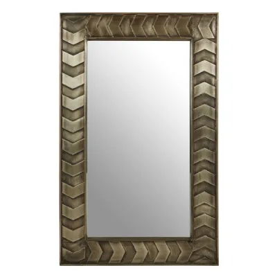 Textured Mango Wood Chevron Pattern Wall Mirror