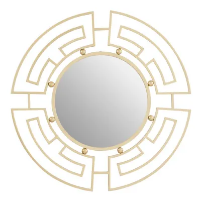 Contemporary Luxe Symmetrical Gold Finish Wall Mirror