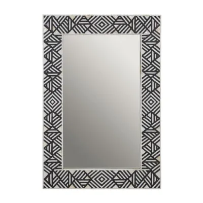 Handcrafted Rectangle Black Chevron Design Wall Mirror