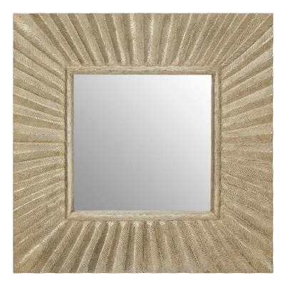 Contemporary Textured Sunburst Silver Finish Wall Mirror