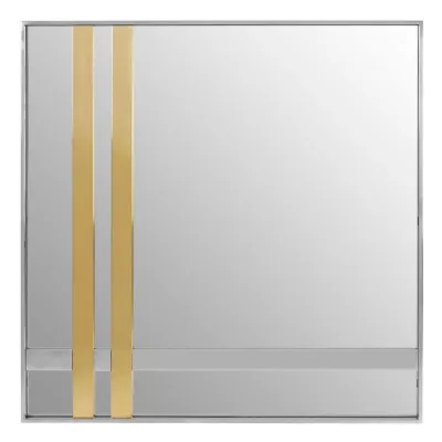 Contemporary Stainless Steel Gold Band Wall Mirror