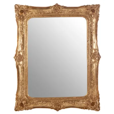 Neoclassical Weathered Baroque Style Gold Finish Wall Mirror