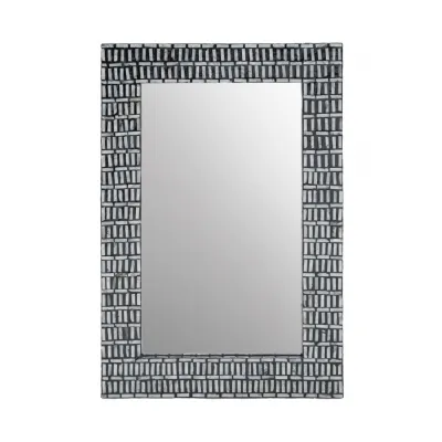 Handcrafted Boho Monochromatic Seashell Tiles Wall Mirror
