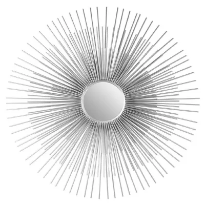 Luxe Sunburst Convex Silver Finish Wall Mirror
