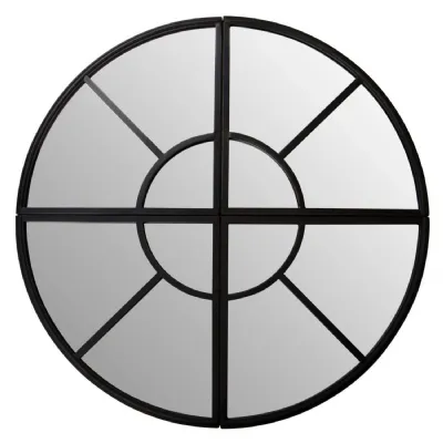 Traditional Panelled Style Black Finish Wall Mirror