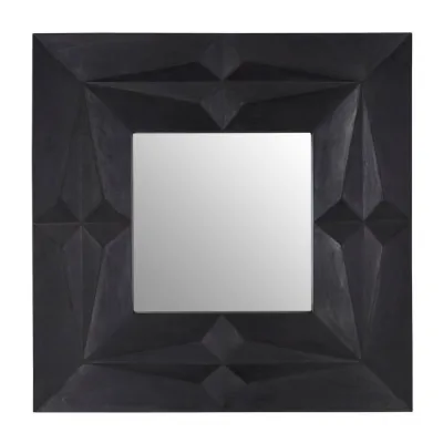 Dark Brown Boho Mango Wood Wall Mirror