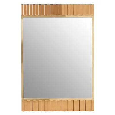 Textured Stainless Steel Gold Finish Wall Mirror