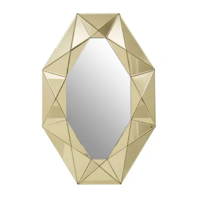 Octagonal Gold Finish Geometric Wall Mirror