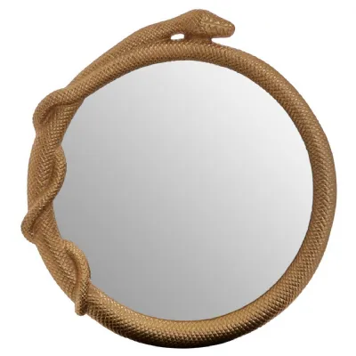 Gold Metallic Textured Small Circular Mirror