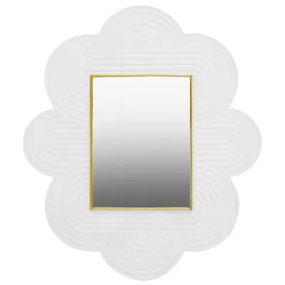 White And Brass Quatrefoil Wall Mirror
