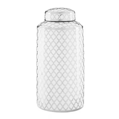 Large Moorish White Quatrefoil Vase