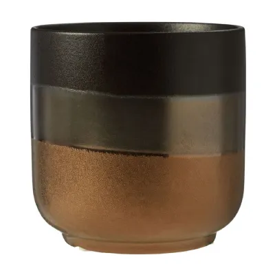 Black And Gold Metallic Stoneware Planter
