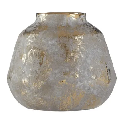 Orvena Small Grey And Gold Ceramic Vase
