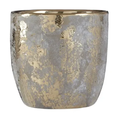 Orvena gold and grey flower pot