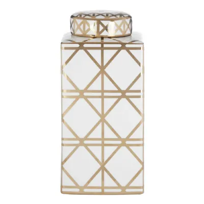 Art Deco Geometric Design Ceramic Jar (Large)