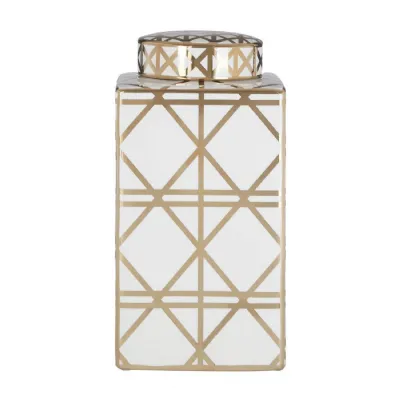 Art Deco Geometric Design Ceramic Jar (Small)