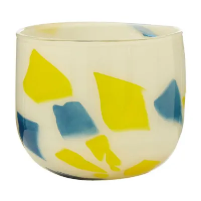 Yellow And Blue Abstract Glass Planter