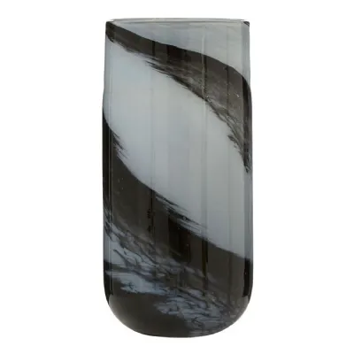 Black And Grey Brushstroke Cylindrical Vase