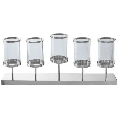 Contemporary Five Light Silver Candle Holder