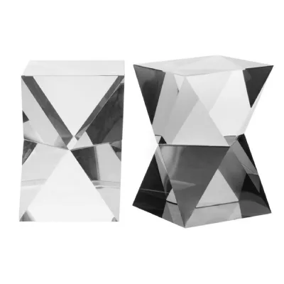 Set of 2 Glass Geometric Bookends
