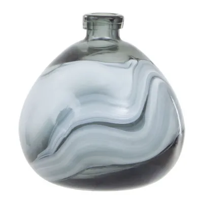 Small Grey Ombre Wave Effect Glass Vase