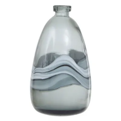 Medium Grey Ombre Wave Effect Glass Vase