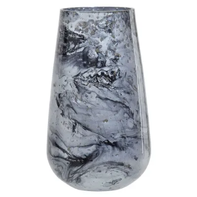 Tall Grey Marble Texture Glass Vase