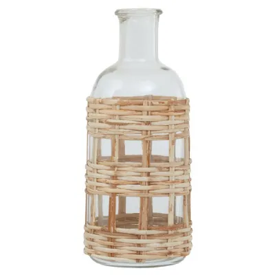 Coastal Natural Woven Cane Small Vase