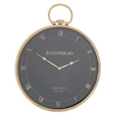 Antique Brass Finished Wall Clock In A Pocket Watch Style