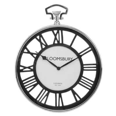 Nickel Pocket Watch Style Wall Clock