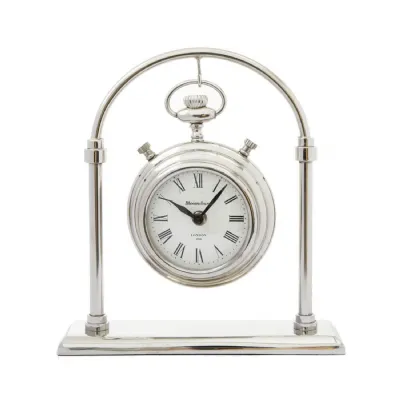 Small Bloomsbury Mantel Clock In Silver And Antique Brass