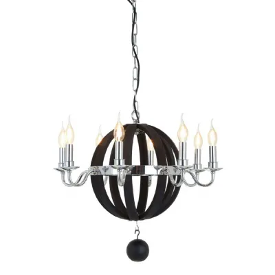Boutique Monochrome Wooden Iron Candlestick Chandelier
