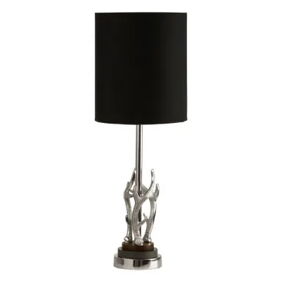 Monochrome Silver Antler Stand Marble Base Table Lamp