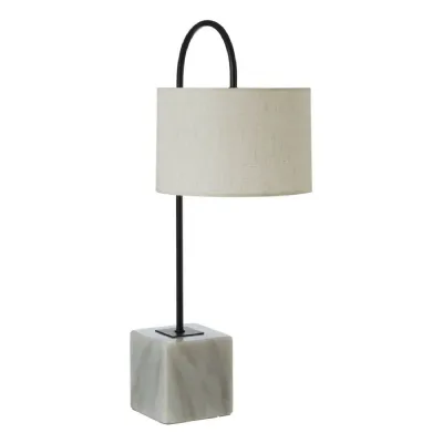 Elegant Marble Base Linen Shade Table Lamp