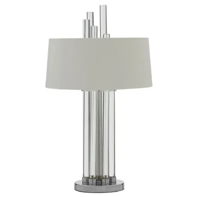 Silver Base Asymmetric Glass Rod White Shade Table Lamp