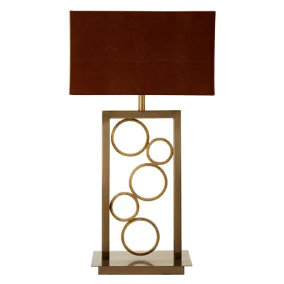 Stainless Steel Circle Design Black Shade Table Lamp