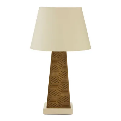 Marble Base Gold And Cream Tone White Shade Table Lamp