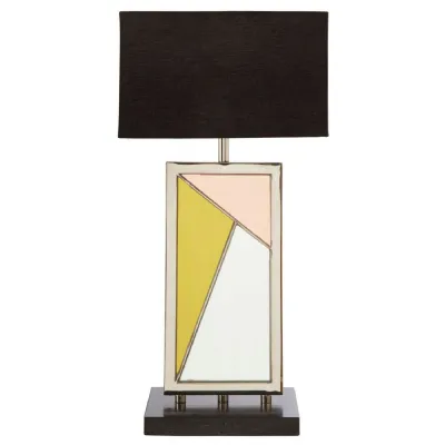 Colourful Contemporary Marble Base Black Shade Table Lamp