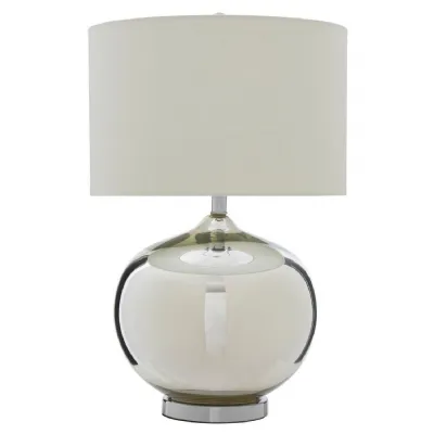 Ball Shaped Glass Stand White Shade Table Lamp