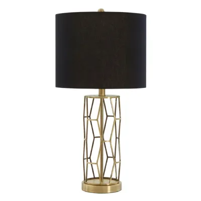 Luxe Brass Finish Black Fabric Shade Table Lamp
