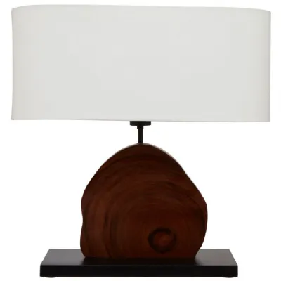 Contemporary Mungur Wood White Shade Table Lamp