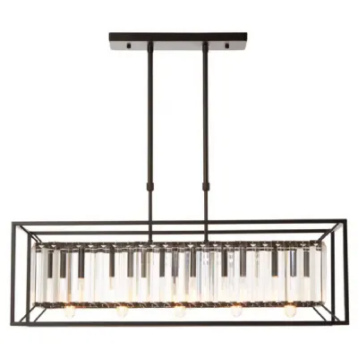 Matte Black 5 Bulb Glass Ceiling Light