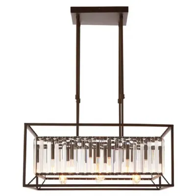 Bronze 6 Bulb Glass Ceiling Light