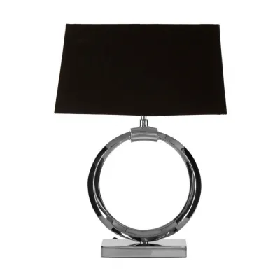 Stainless Steel Single Ring Black Shade Table Lamp