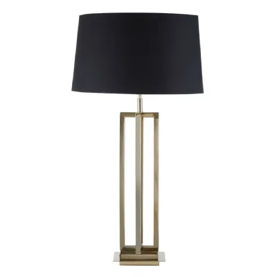 Luxe Gold Rectangle Base Black Shade Table Lamp