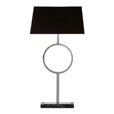 Luxe Black Stone Base Fabric Shade Table Lamp