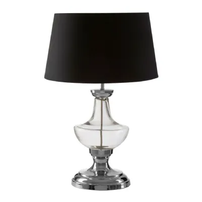 Glass Black Fabric Shade Exotic Design Table Lamp
