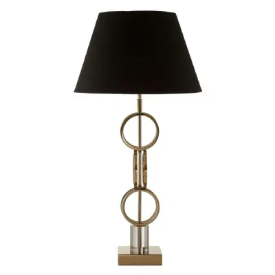 Luxe Black And Gold Finish Dual Ring Table Lamp